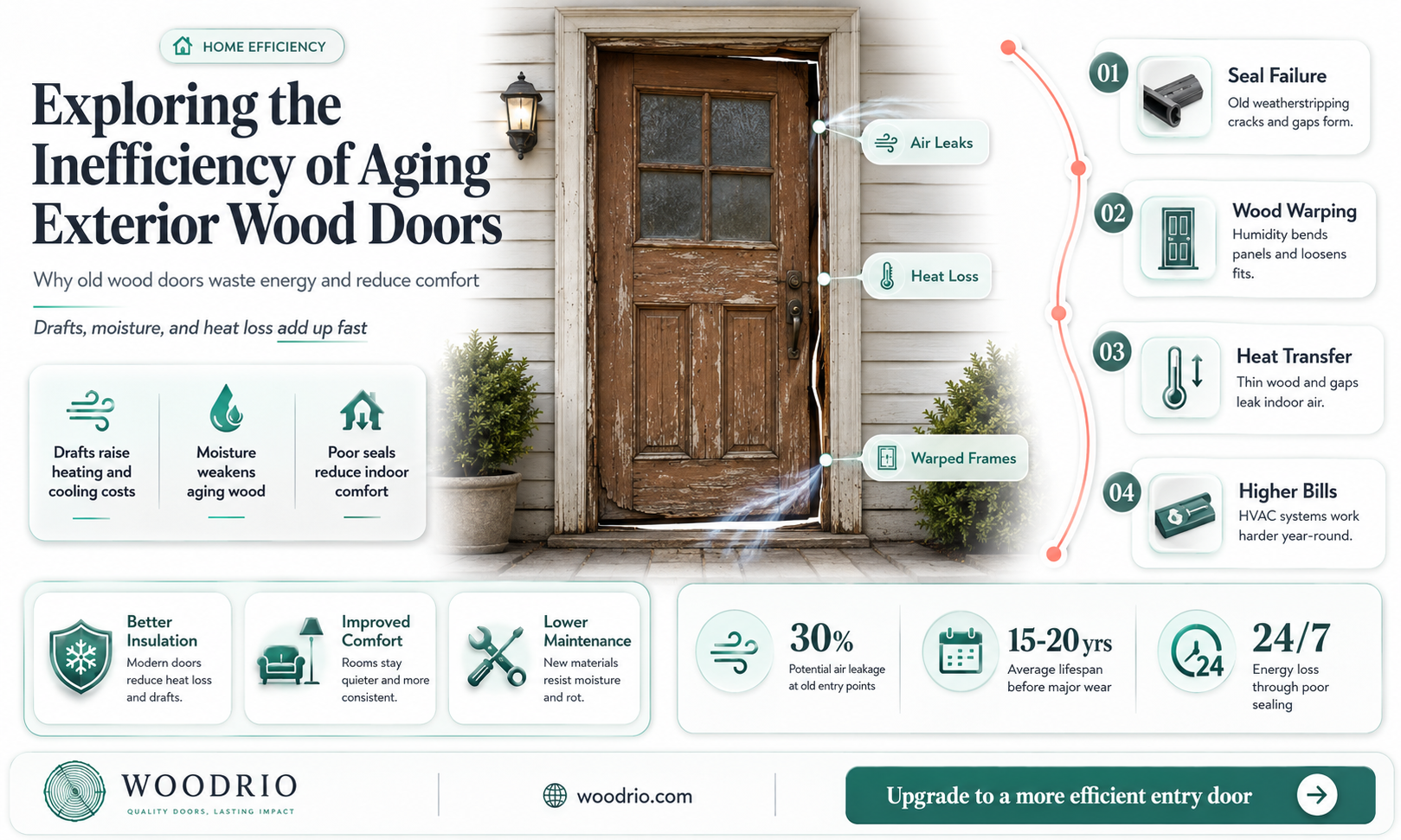 are old exterior wood doors not efficient