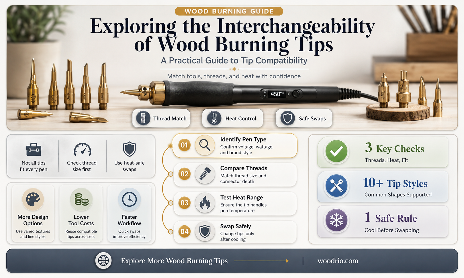 are wood burning tips interchangeable