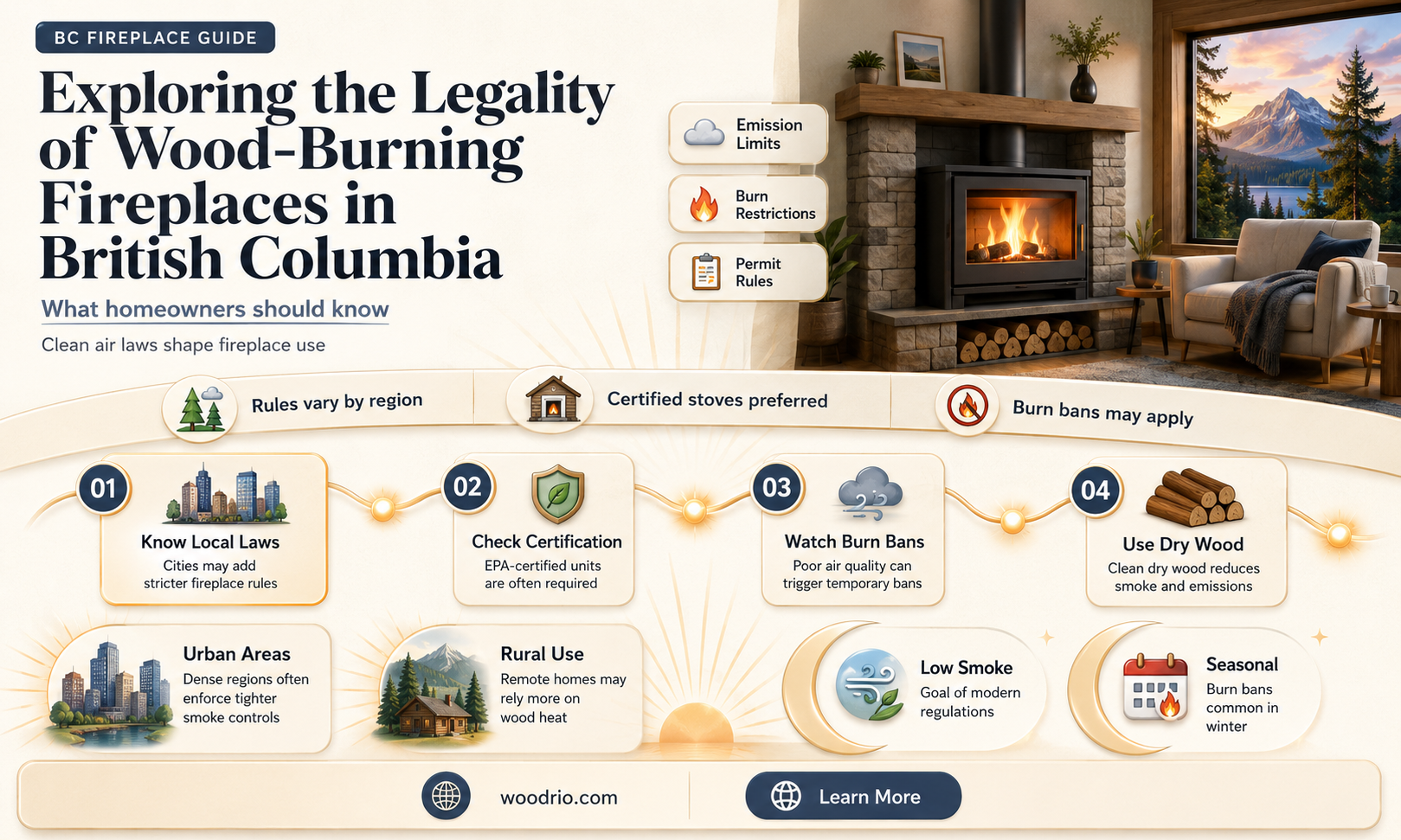 are wood burning fireplaces legal in bc