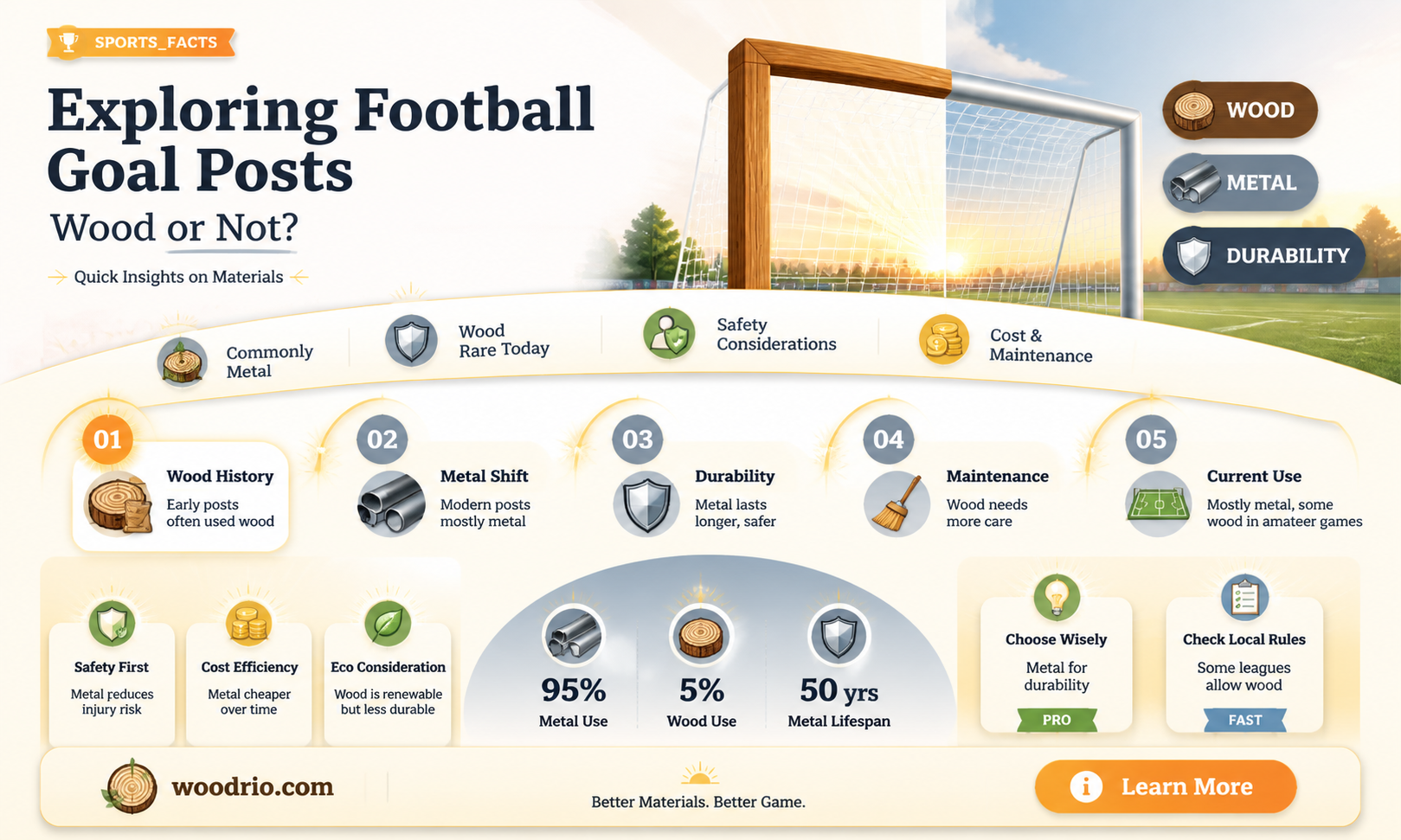 are football goal posts made of wood