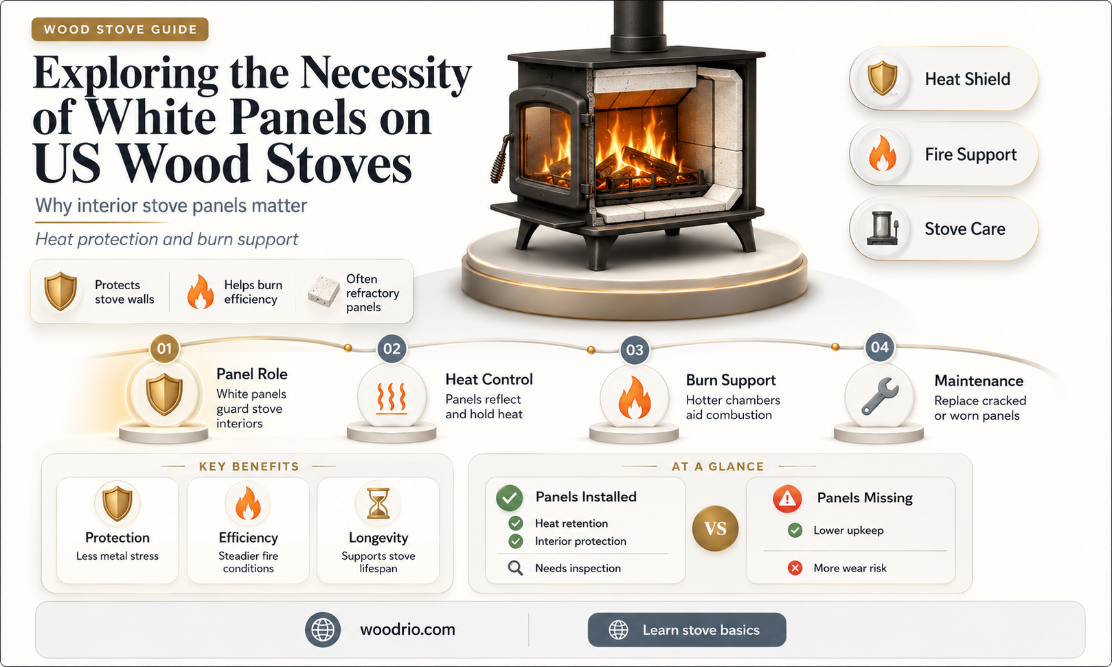 are us wood stove white panels necessary