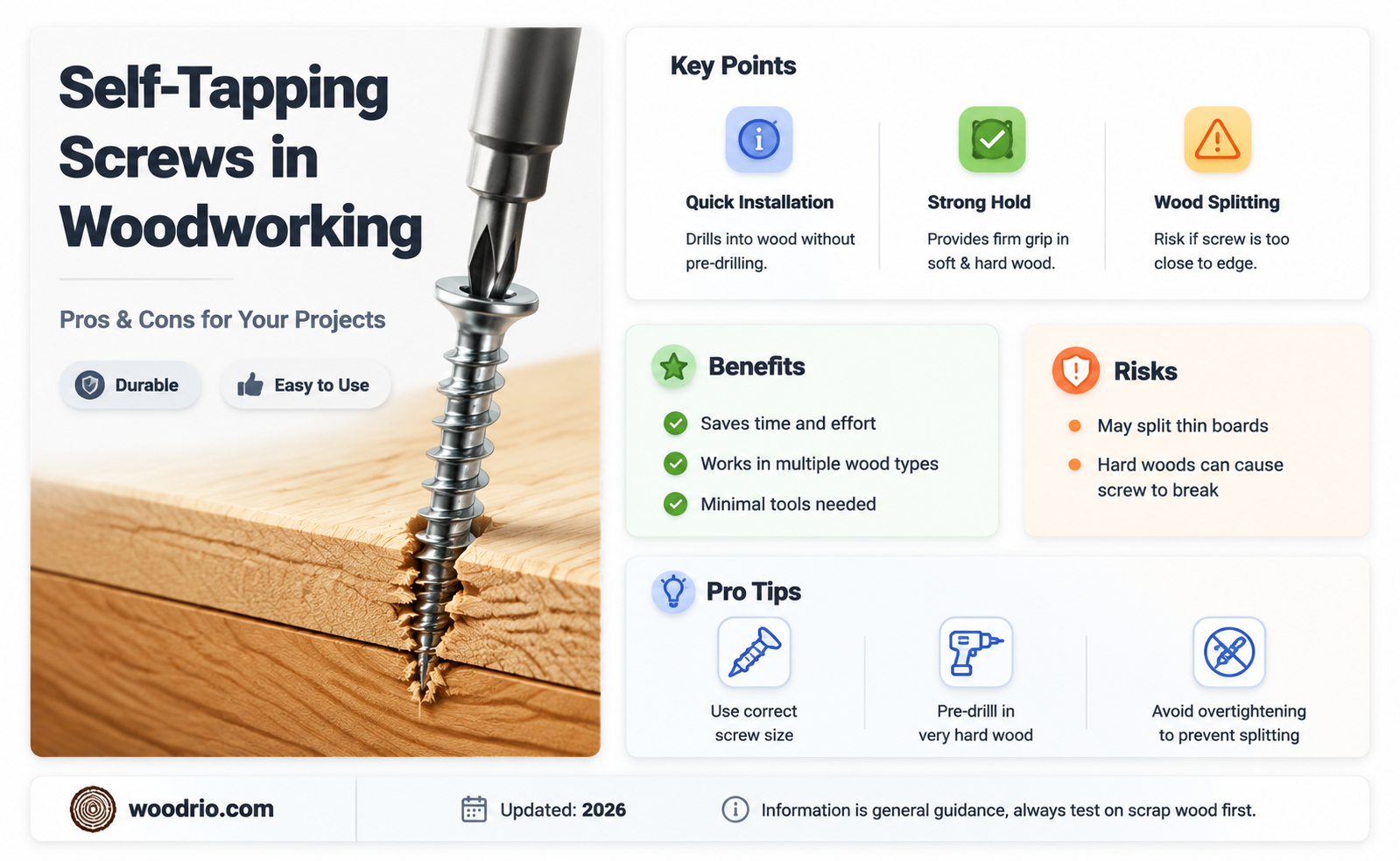 are self tapping screws good for wood