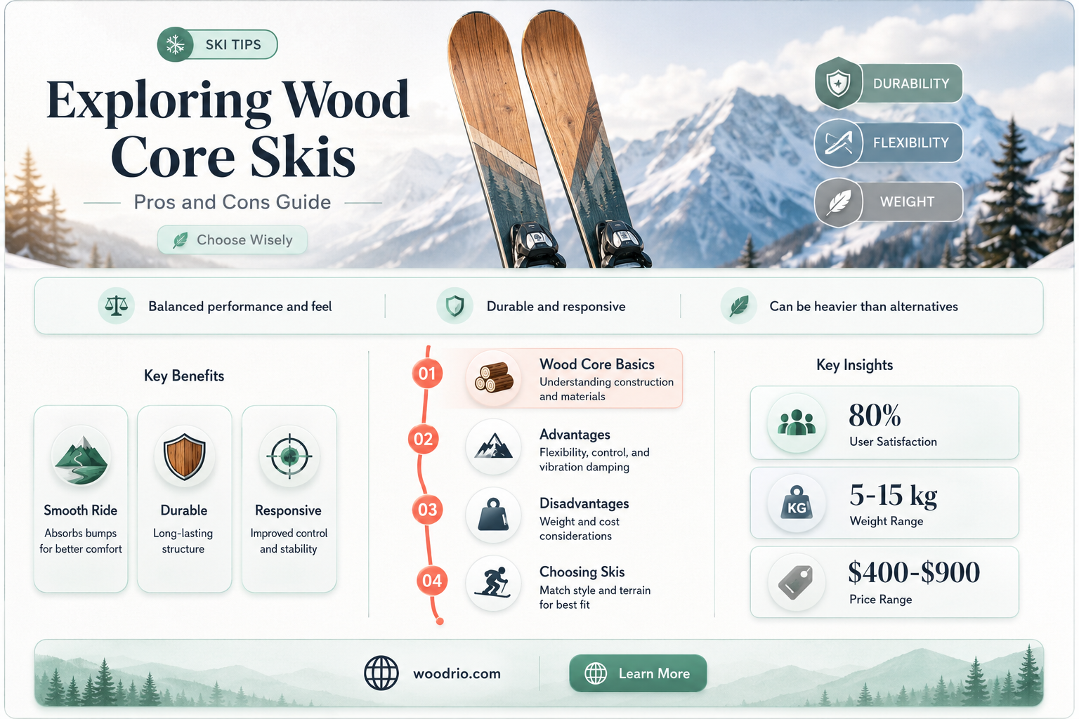 are wood core skis good