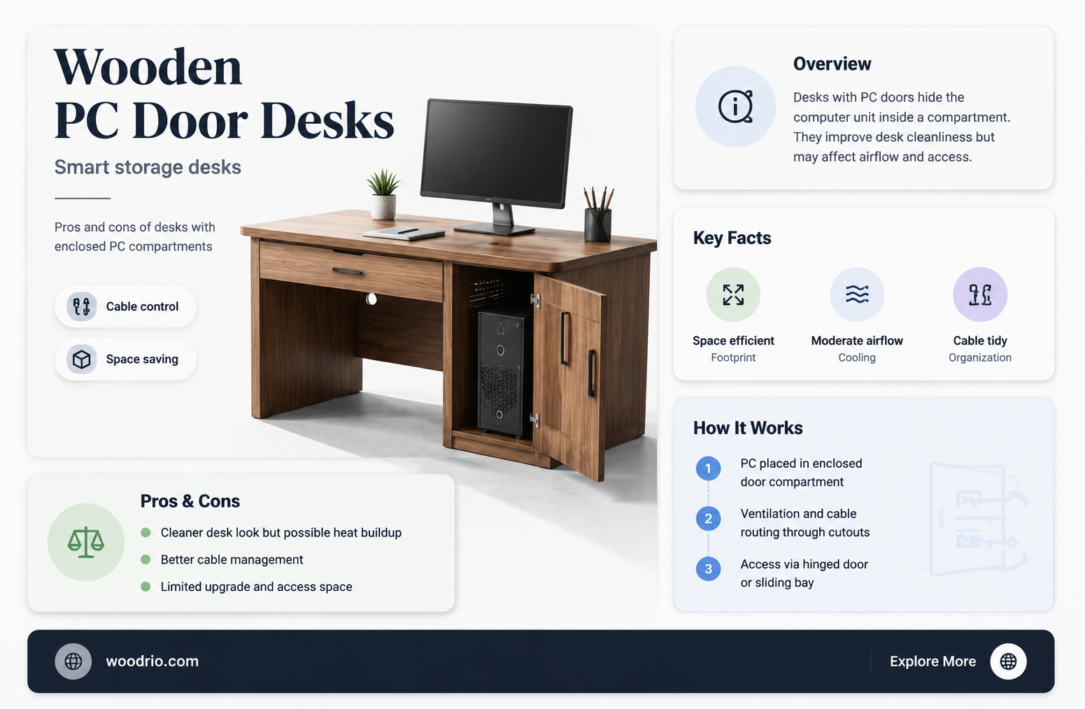 are wooden desks with door for pc good