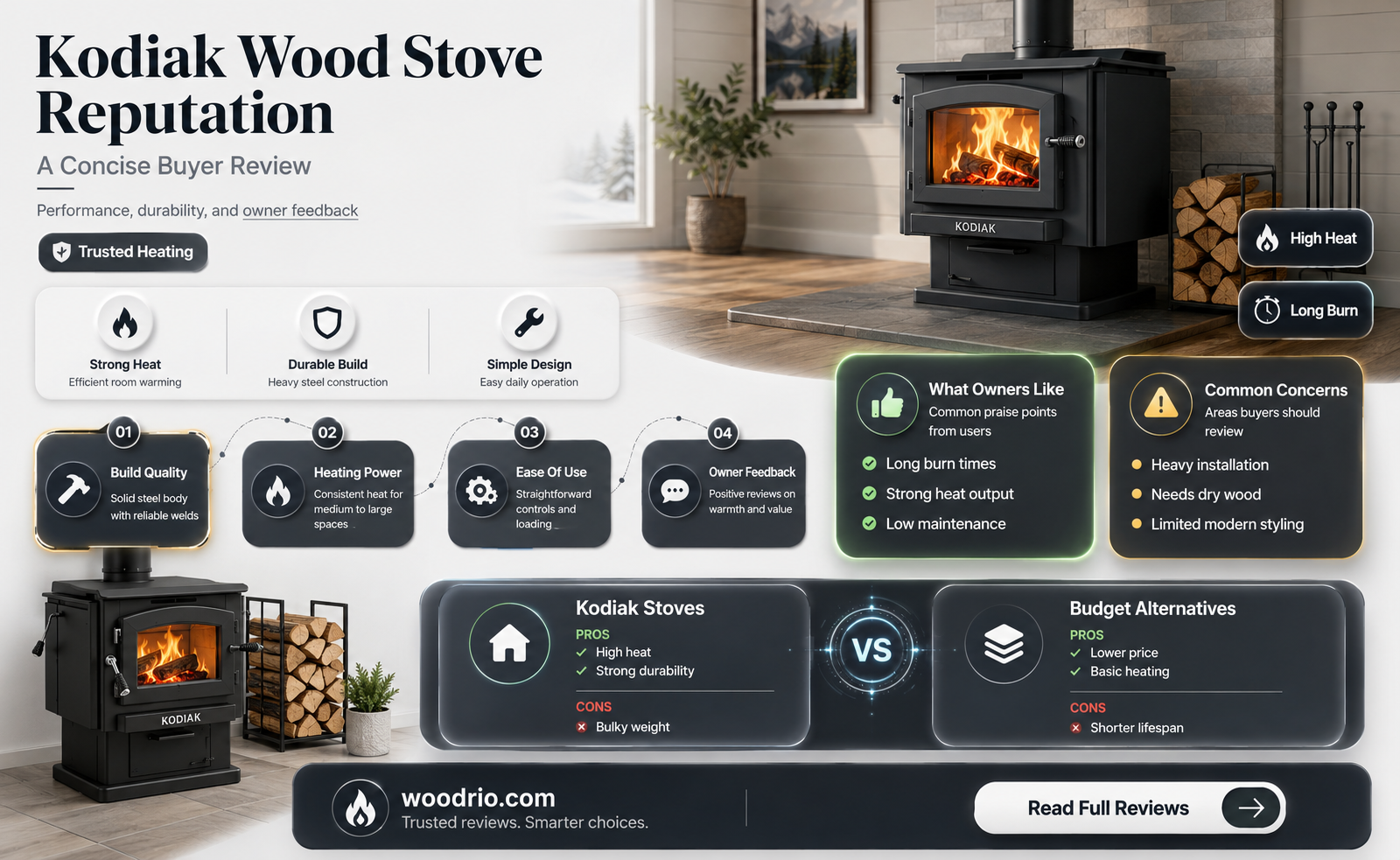are kodiak wood stoves rated well