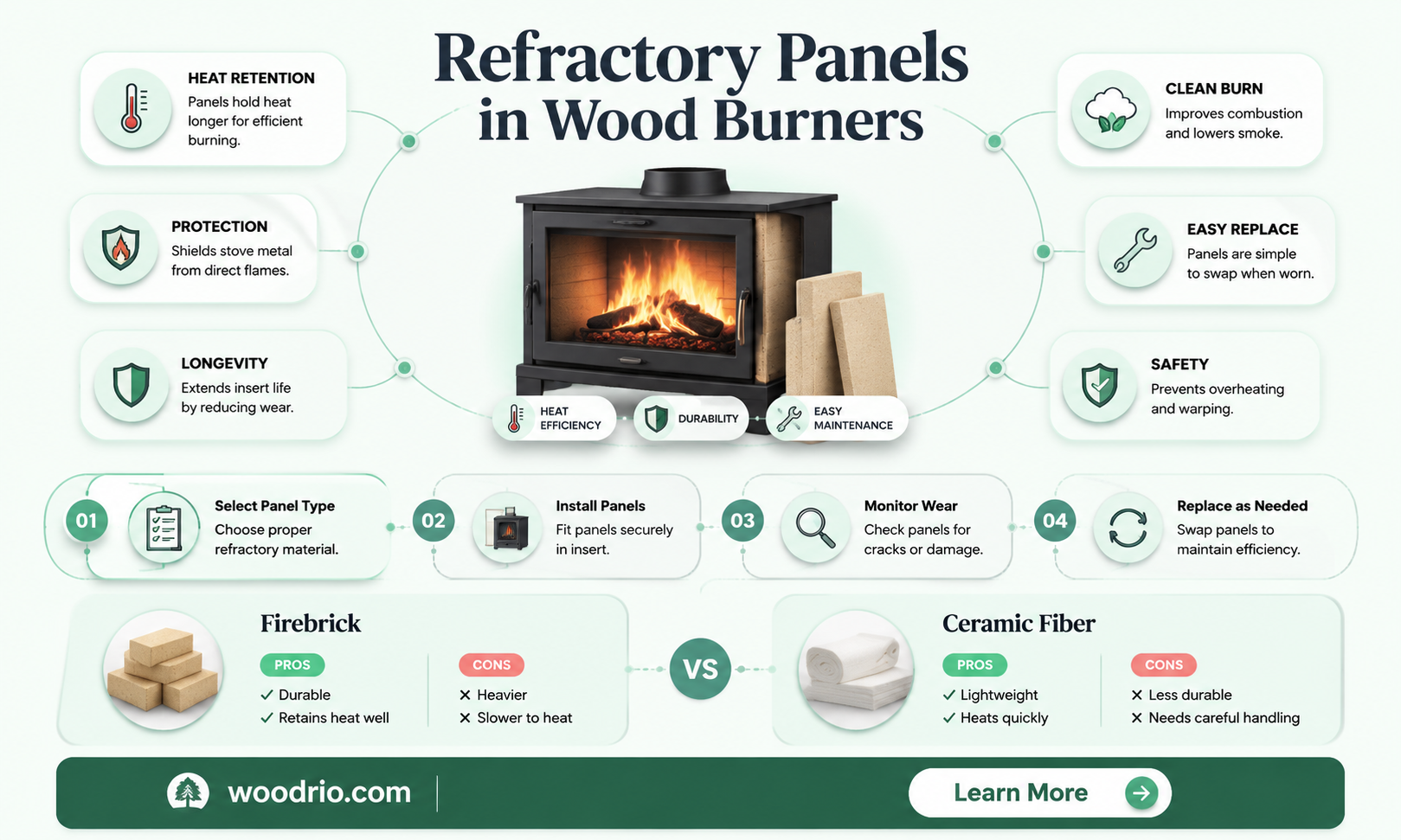 are refractory panels part of wood burner insert