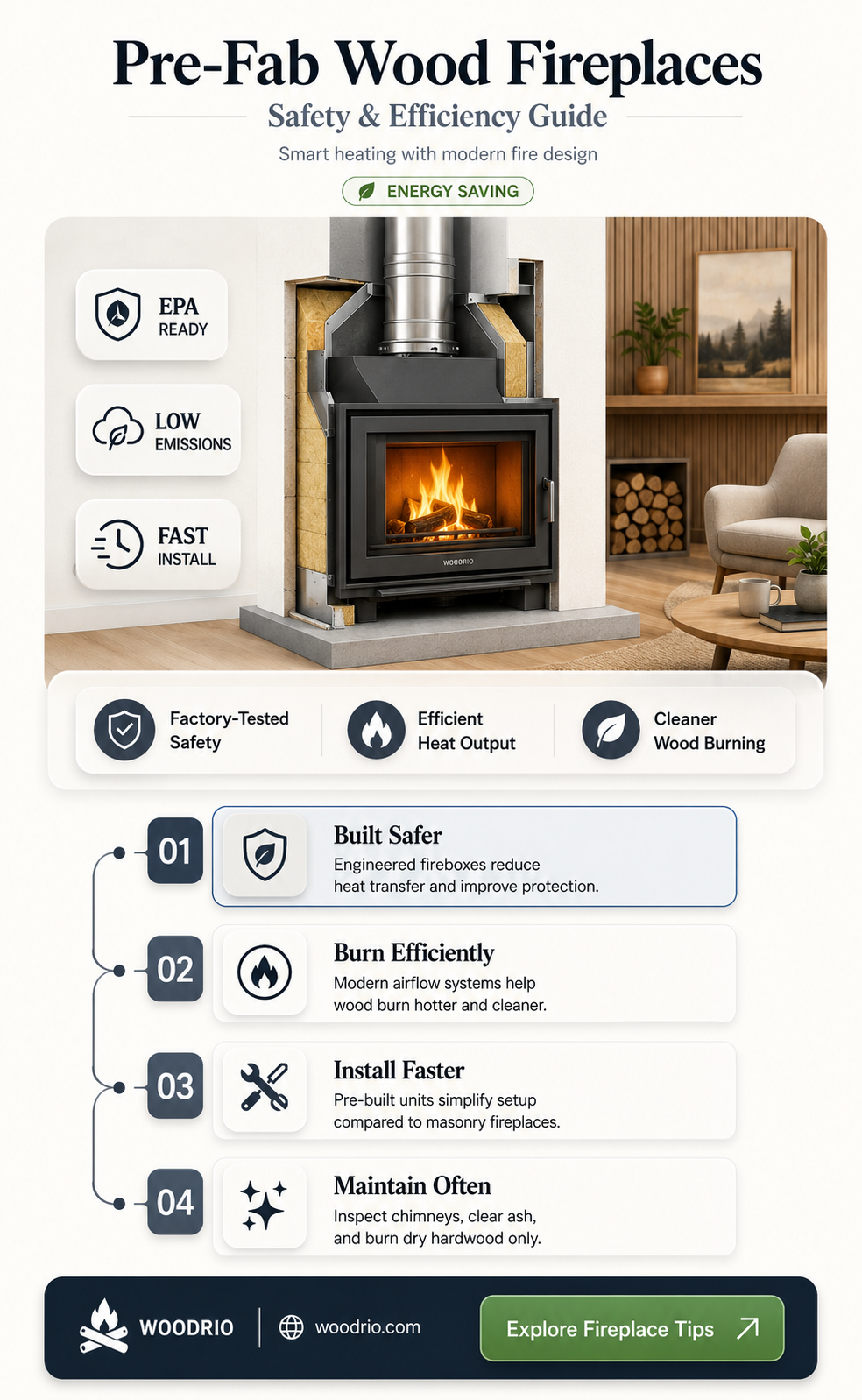 are pre-fab fireplaces ok for burning wood
