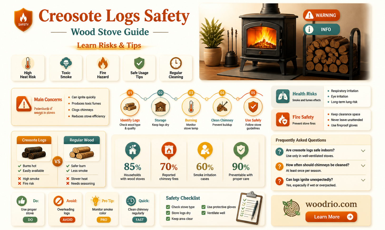 are creosote logs safe for wood stoves
