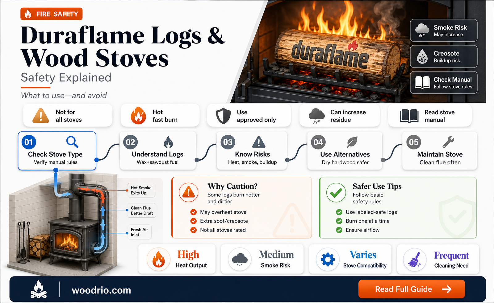 are duraflame logs safe for wood stoves