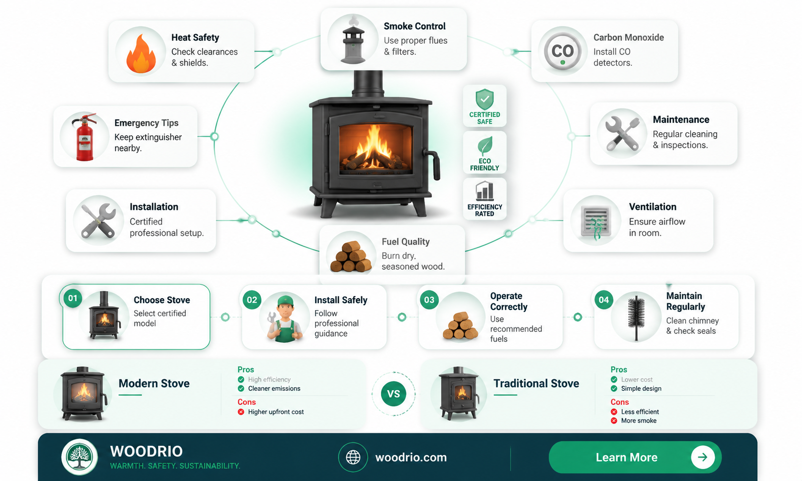 are modern wood burning stoves safe