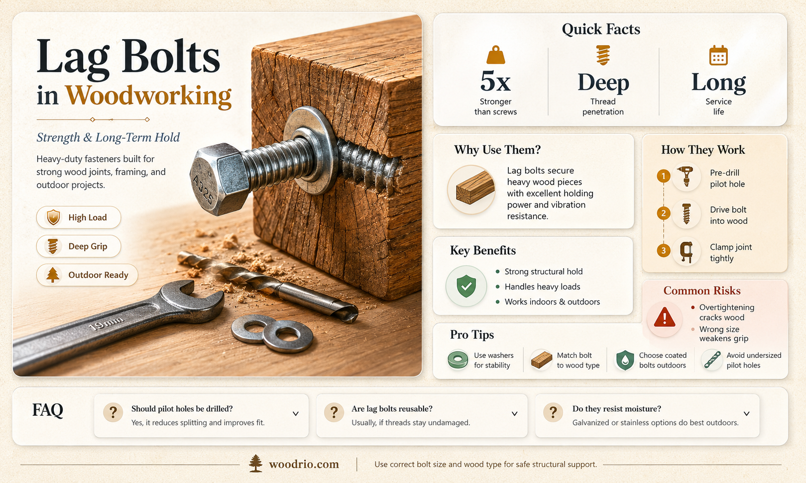 are lag bolts good for wood