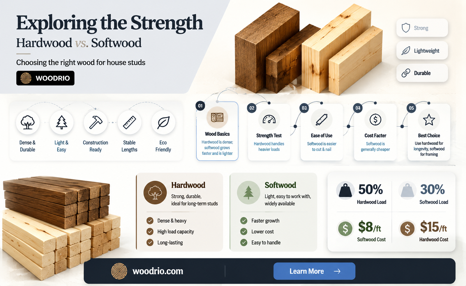 are house studs made with hard or soft wood