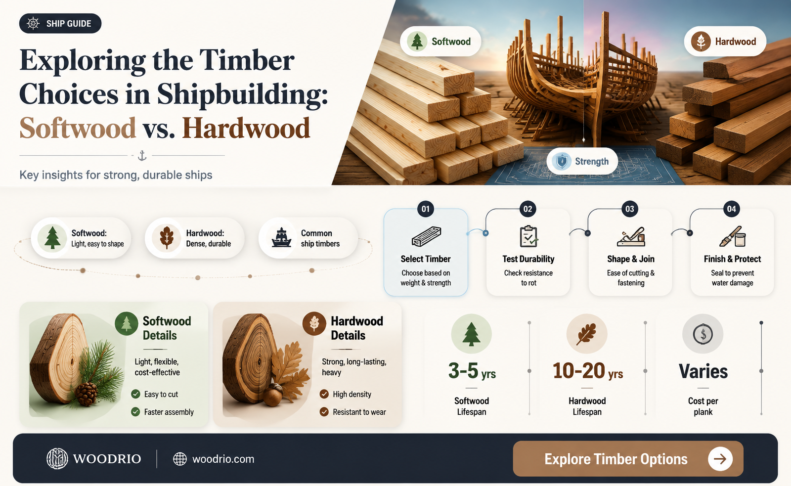 are ships made out of soft or hard wood