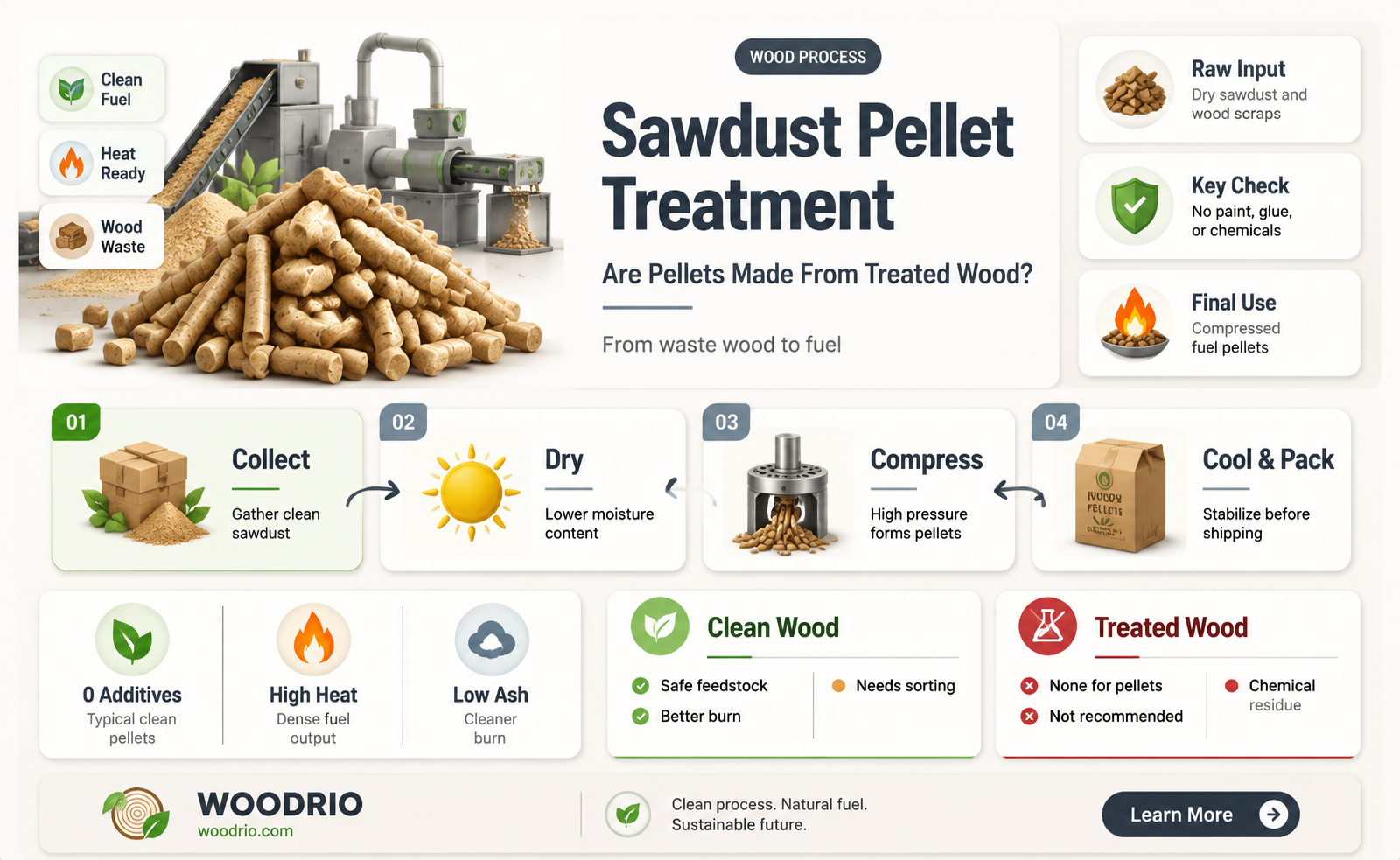 are sawdust pellets treated wood
