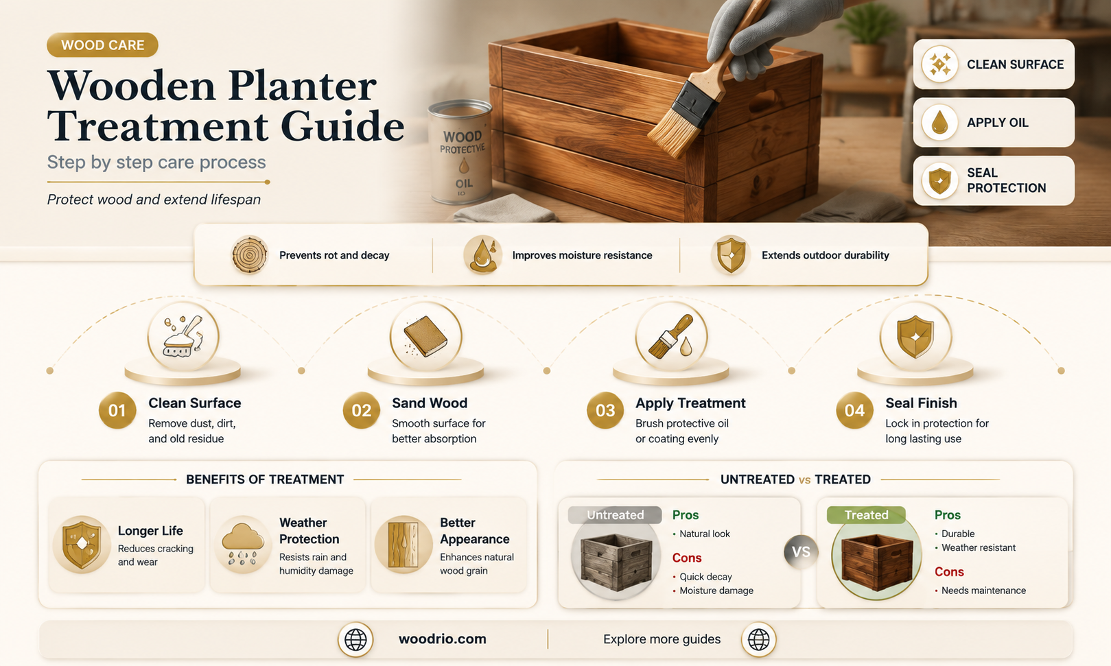 are wooden planters treated