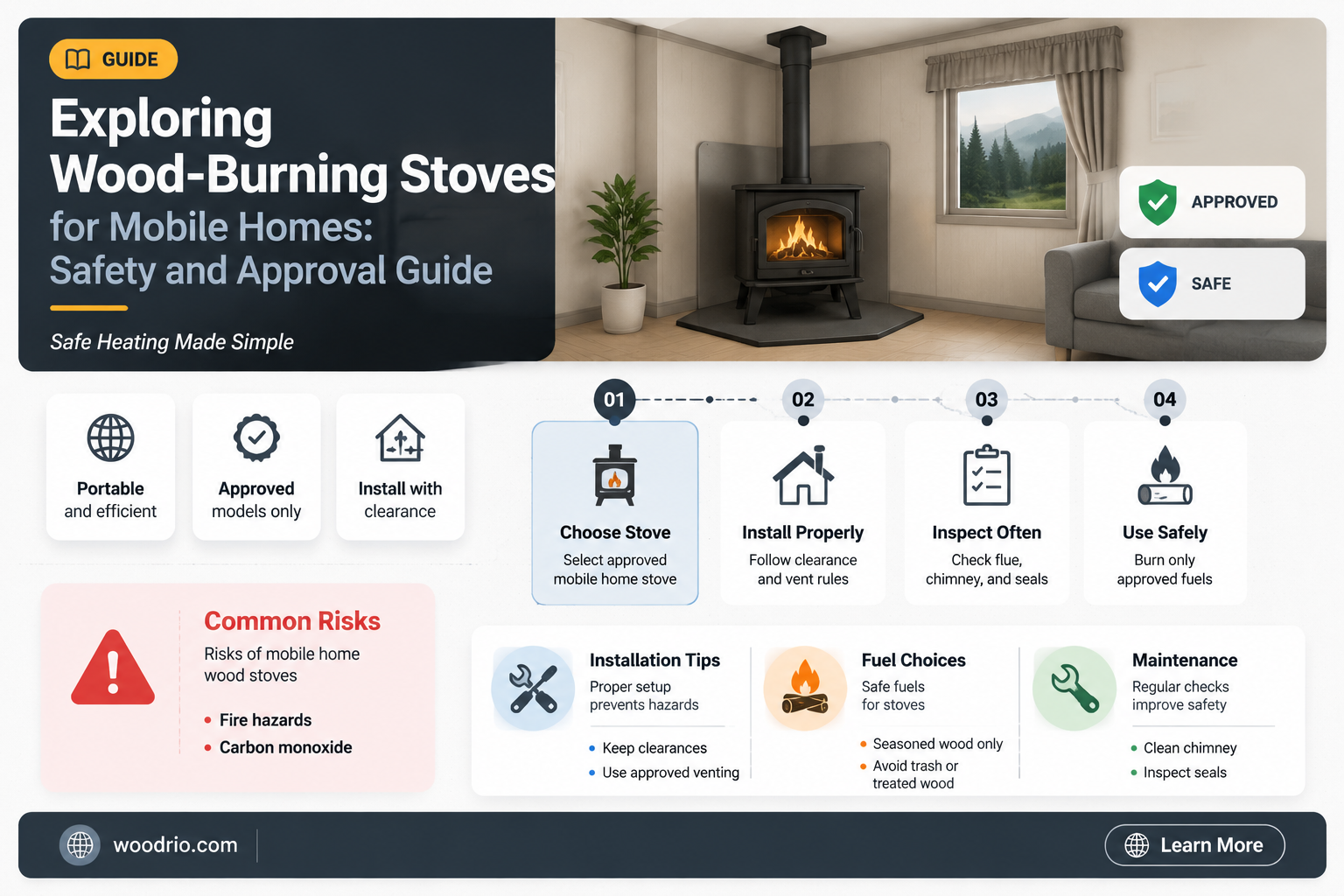 are wood earth stoves mobile home approved