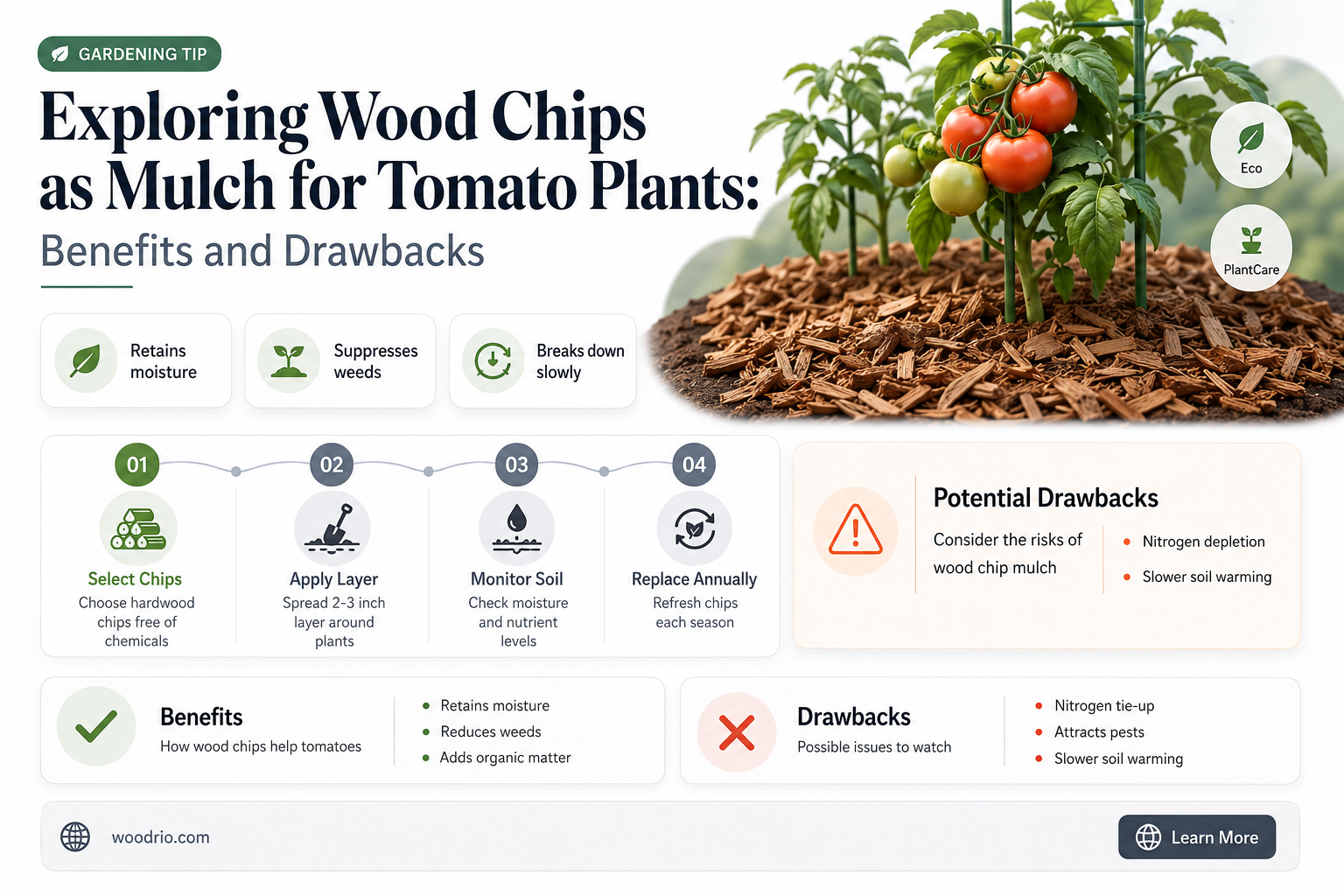 are wood chips good mulch for tomatoes