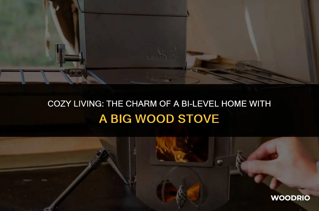how big wood stove bi-level home