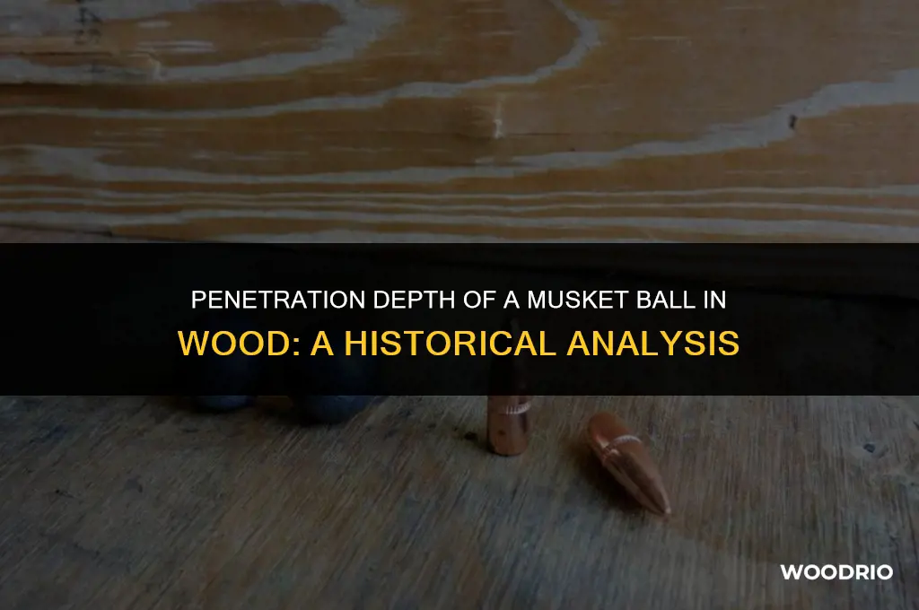 how deep will a musket ball shot into wood