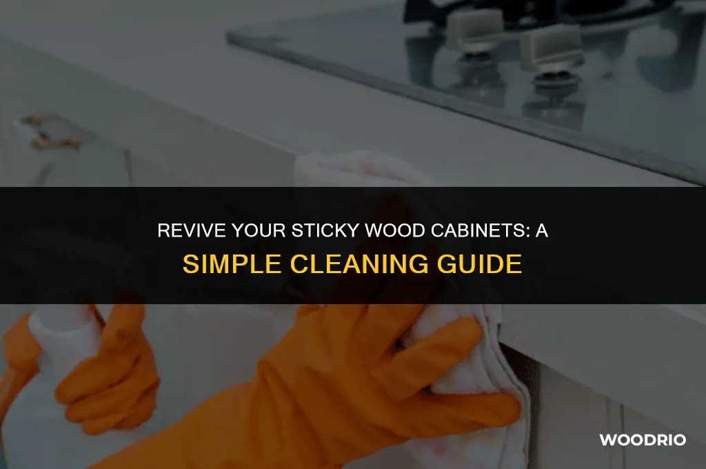 how do i clean sticky wood cabinets
