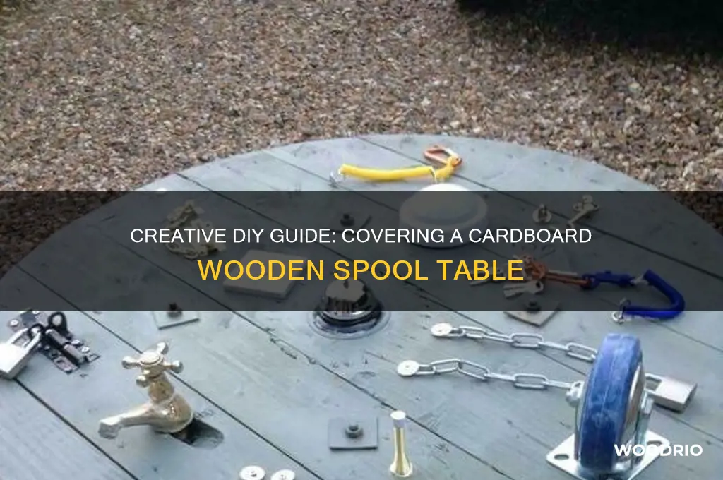 how do you cover cardboard wooden spool table