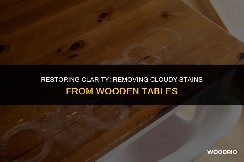 how do you remove cloudy stain on a wooden table