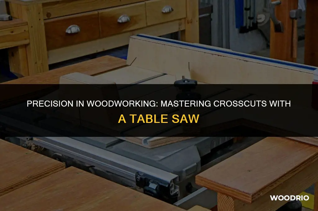 how is wood cut when crosscutting with a table saw