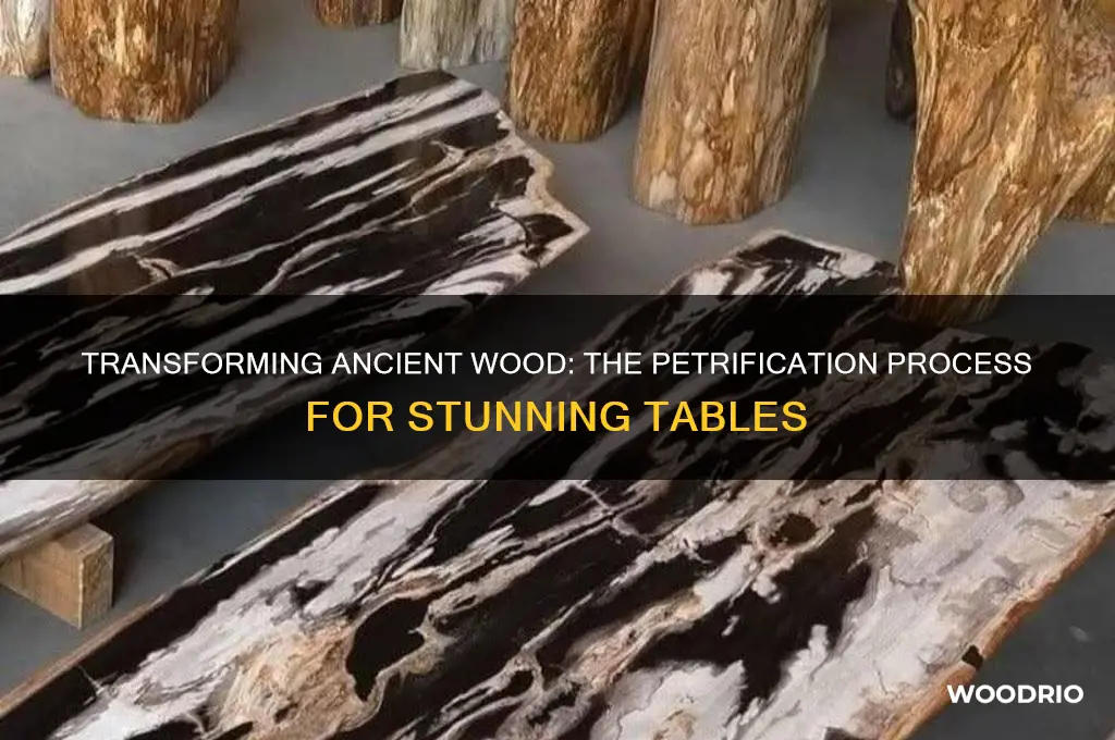how is wood petrified for tables