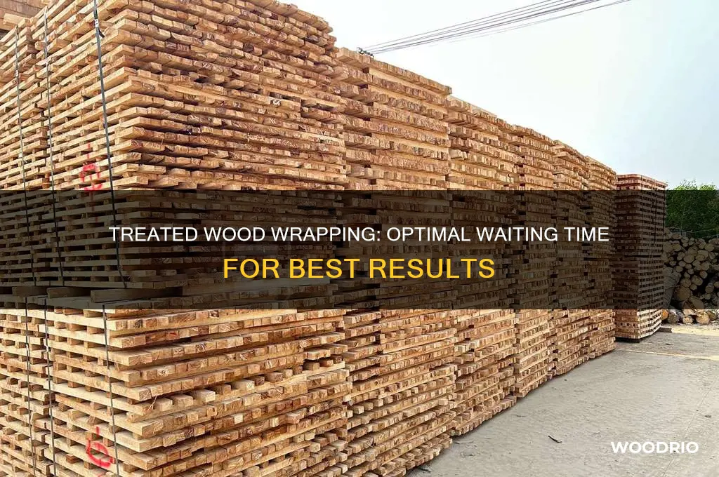 how long do you wait before wrapping treated wood