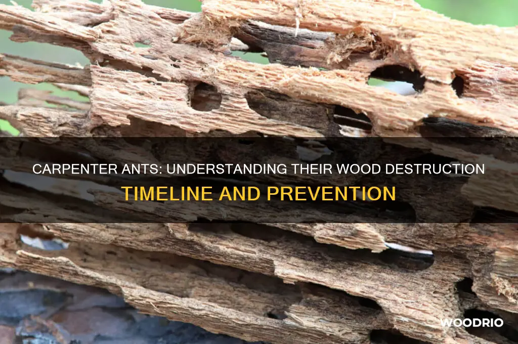 how long does it take carpenter ants to destroy wood