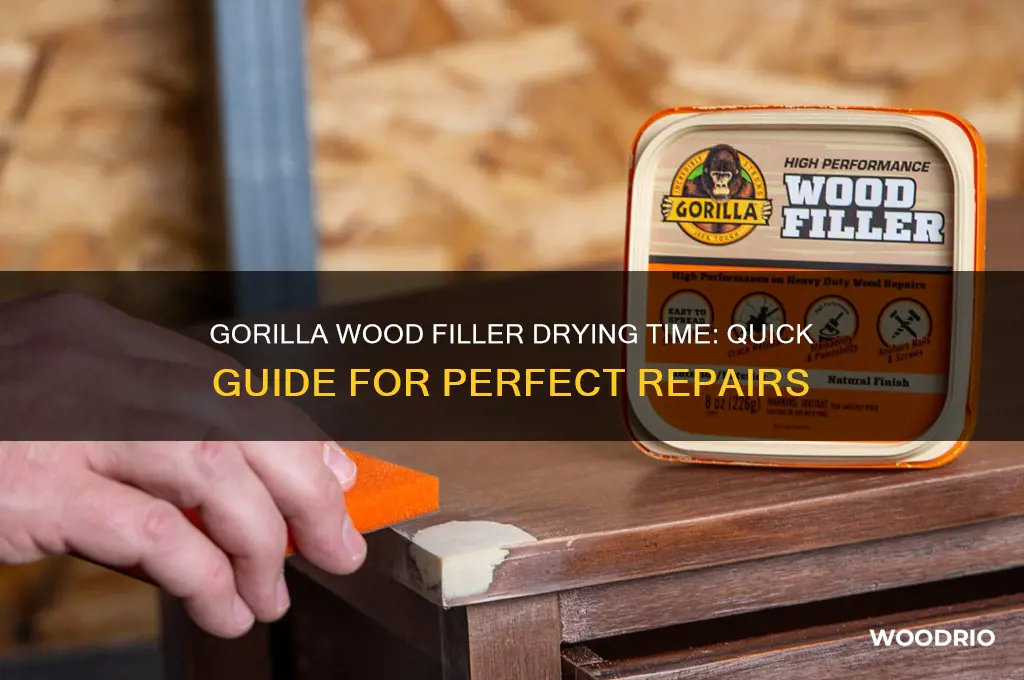 how long for gorilla wood filler to dry