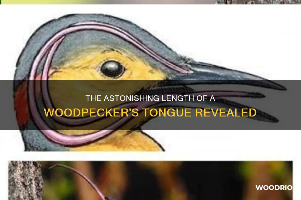 how long is a wood peckers tongue