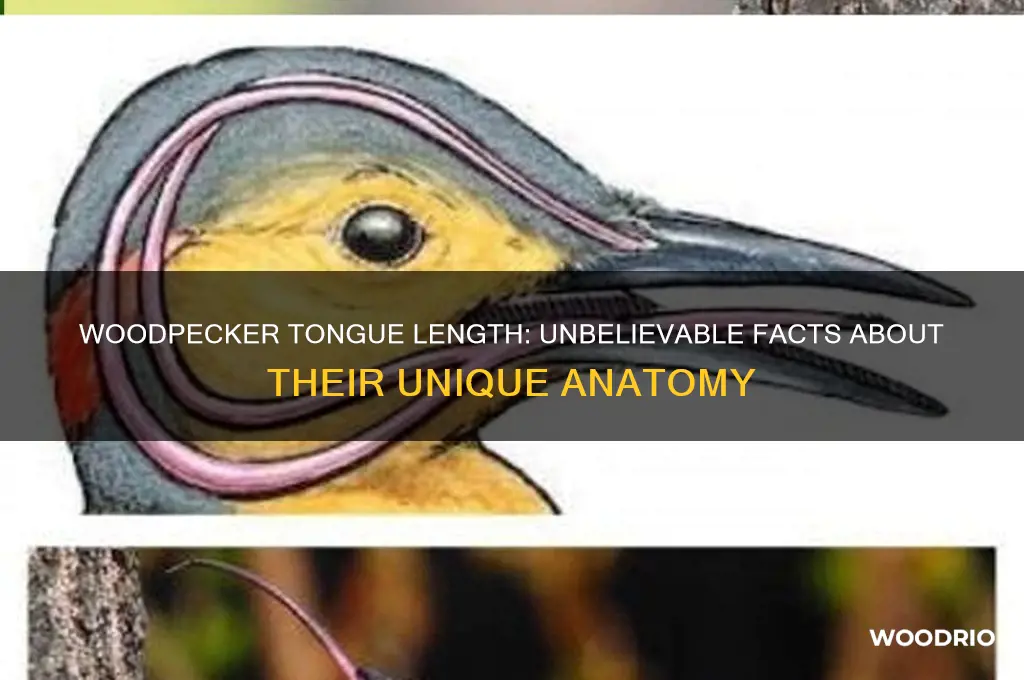 how long is a wood peckers toungue