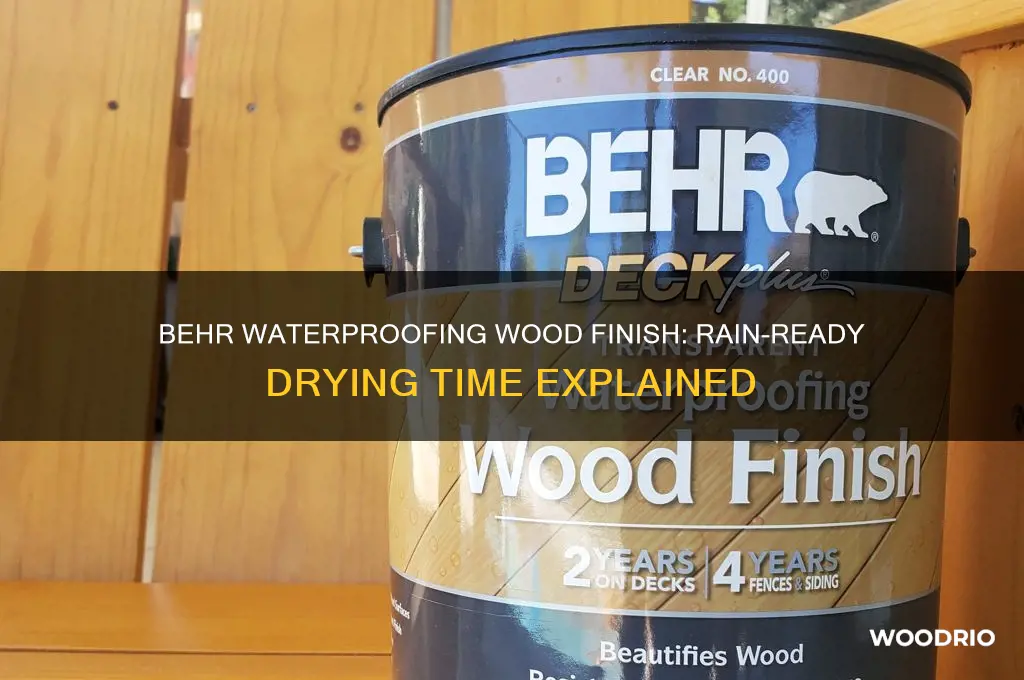 how long must behr waterproofing wood finish dry before rain