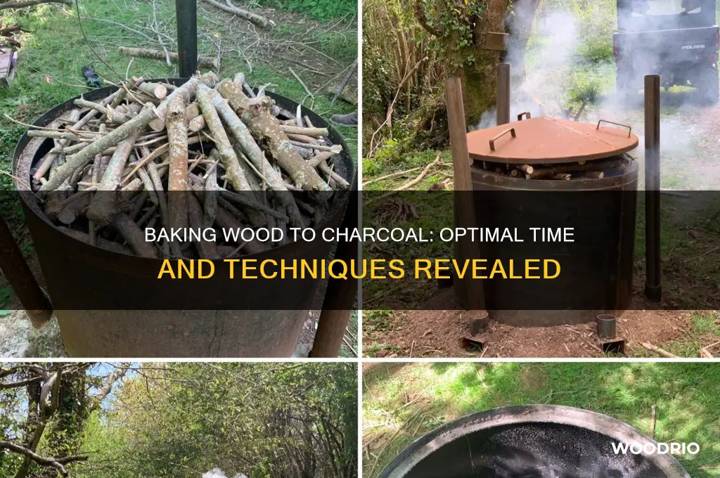 how long to bake wood to make harcoal
