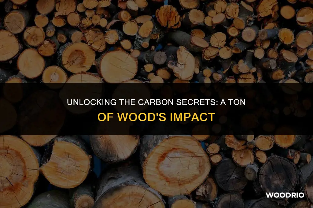 how much carbon in 1 ton of wood