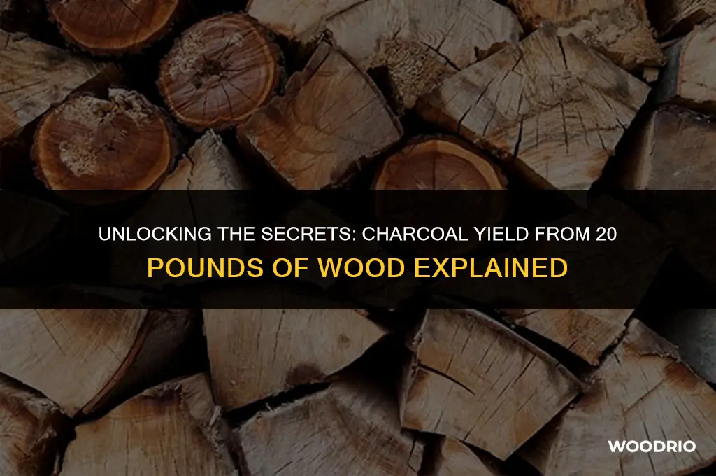how much charcoal is in 20 pounds of wood