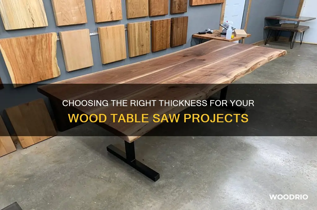 how thick wood table saw