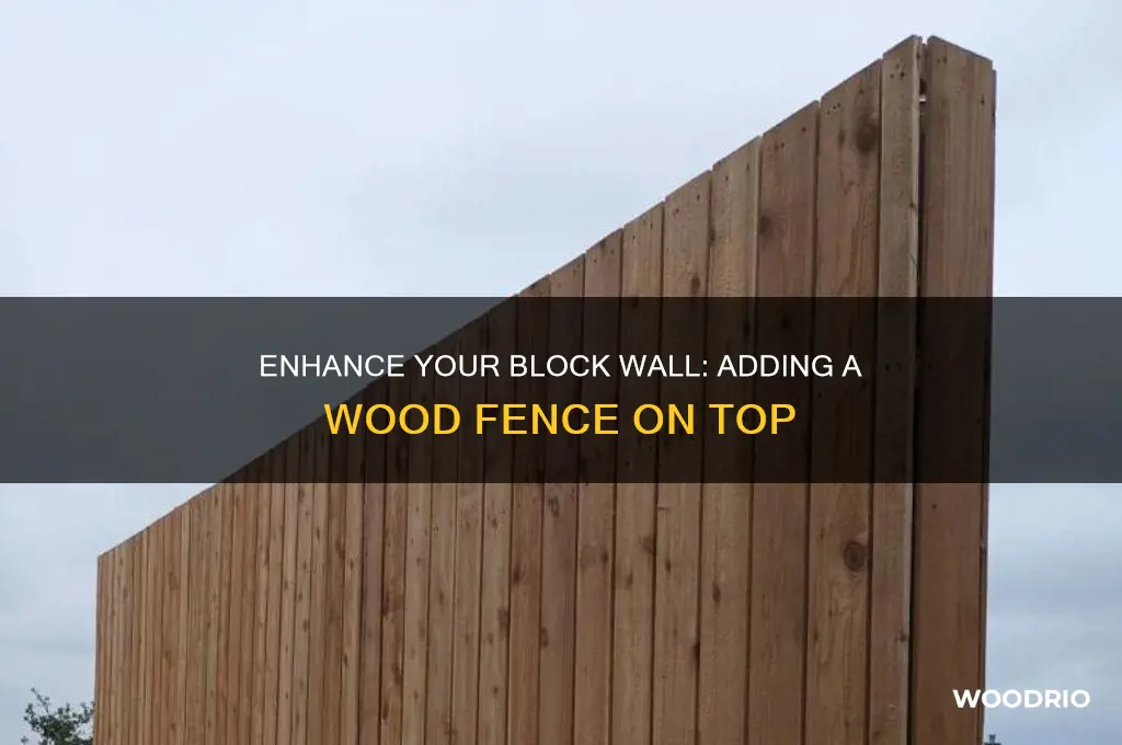 how to add wood fence on top of block wall