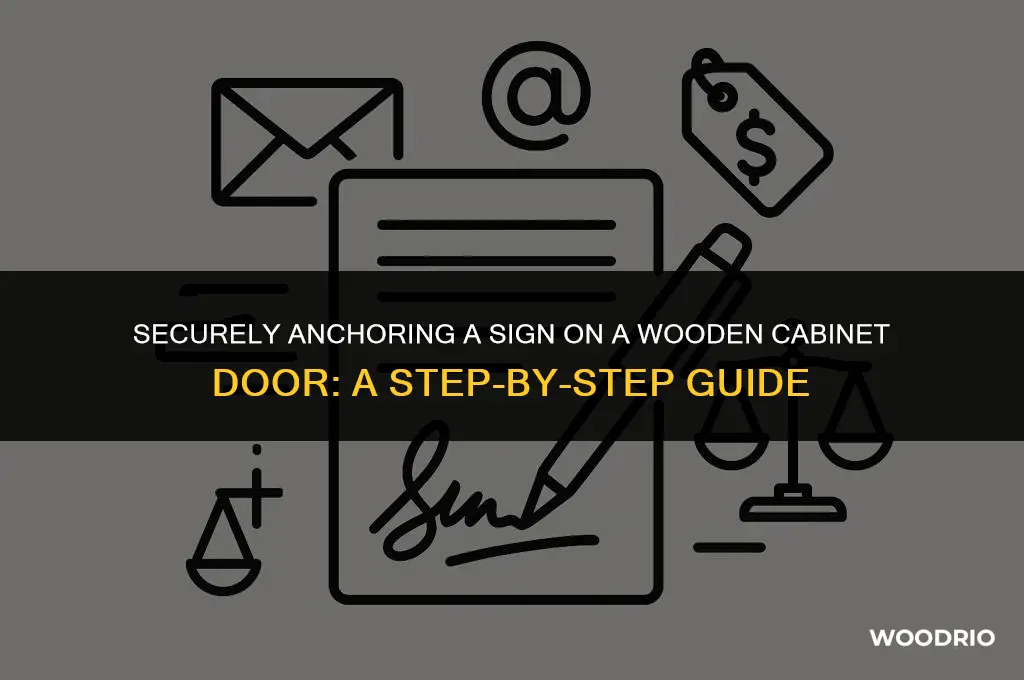 how to anchor a sign on wooden cabinet door