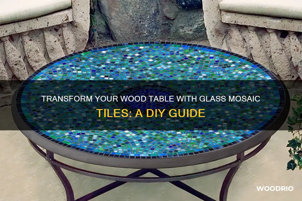 how to apply glass mosaic tiles to wood table