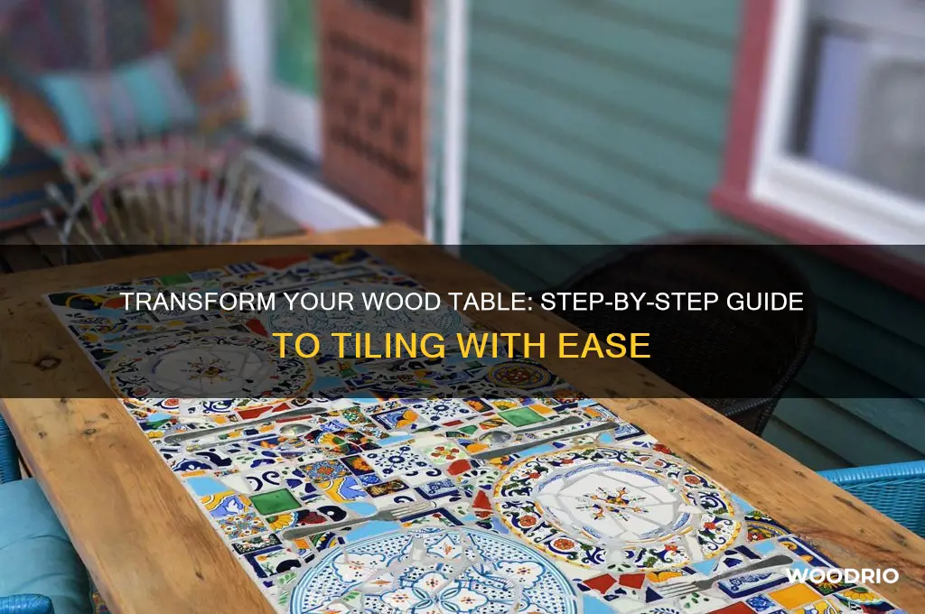 how to apply tile to wood table