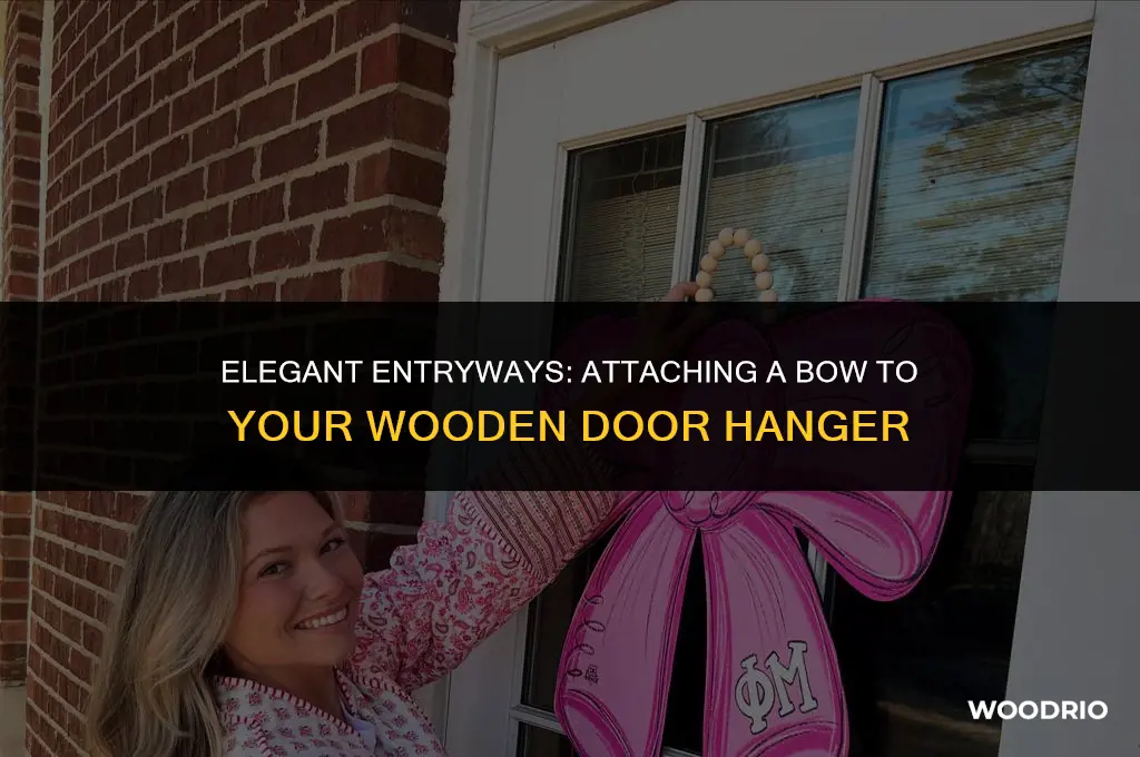 how to attach a bow to a wooden door hanger