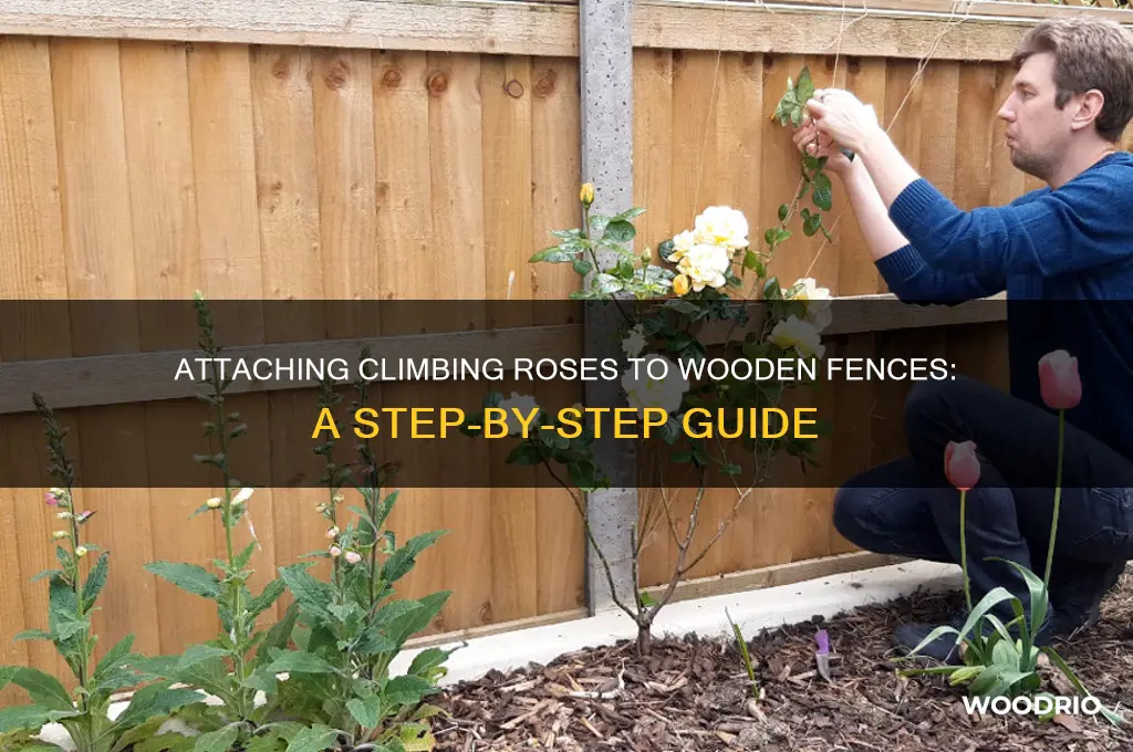 how to attach a climbing rose to a wooden fence