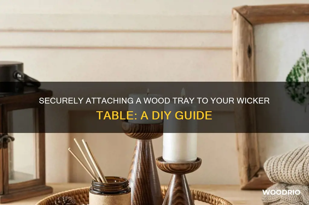 how to attach a wood tray to a wicker table