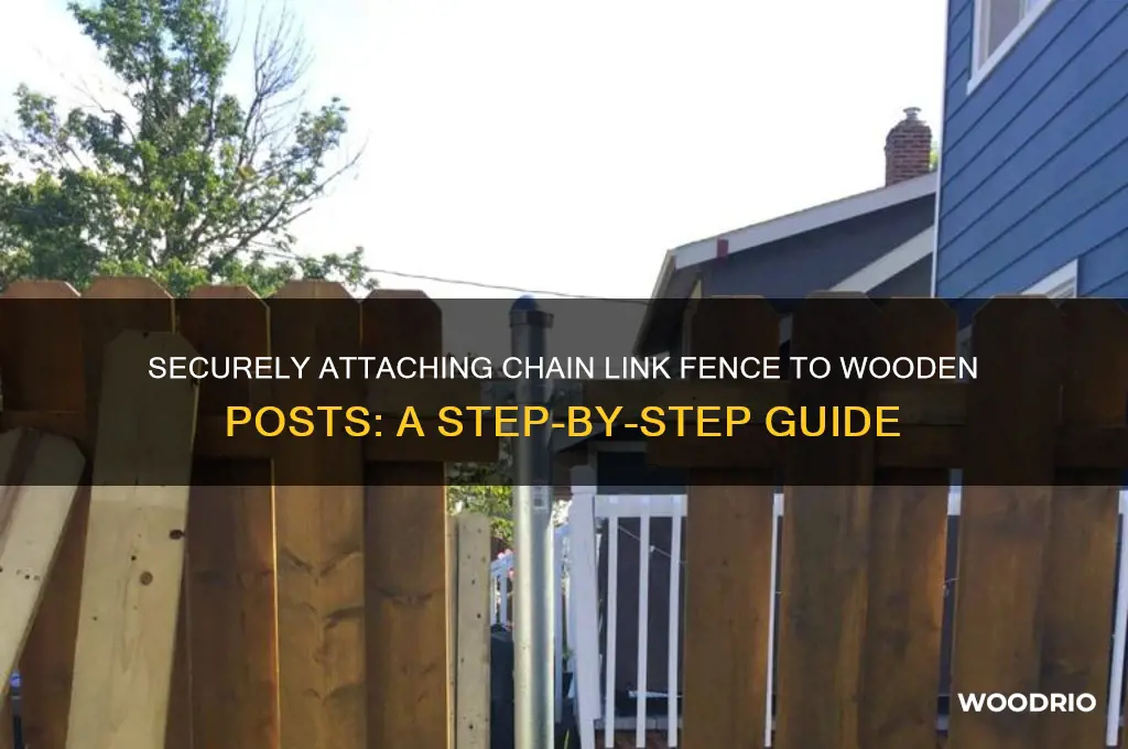 how to attach chain link fence to wooden post