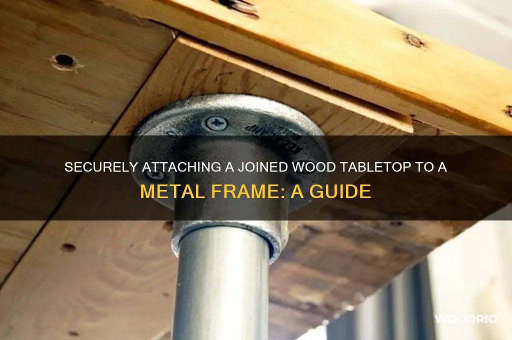 how to attach joined wood table top to metal frame