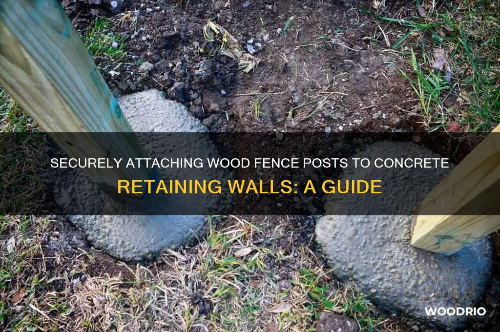 how to attach wood fence post to concrete retaining wall