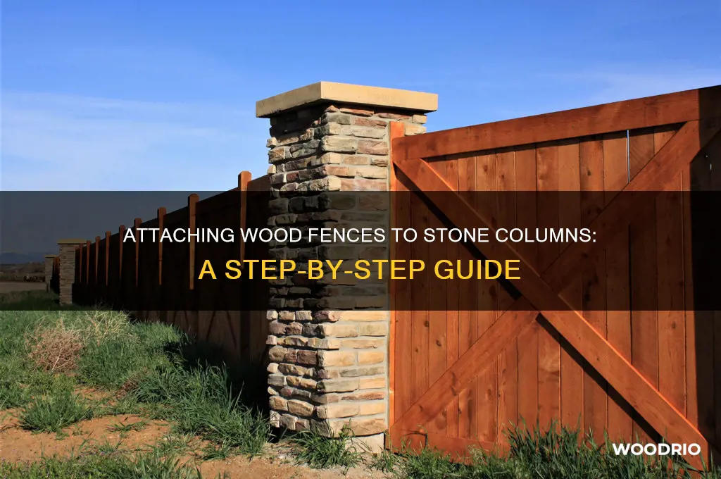 how to attach wood fence to stone column
