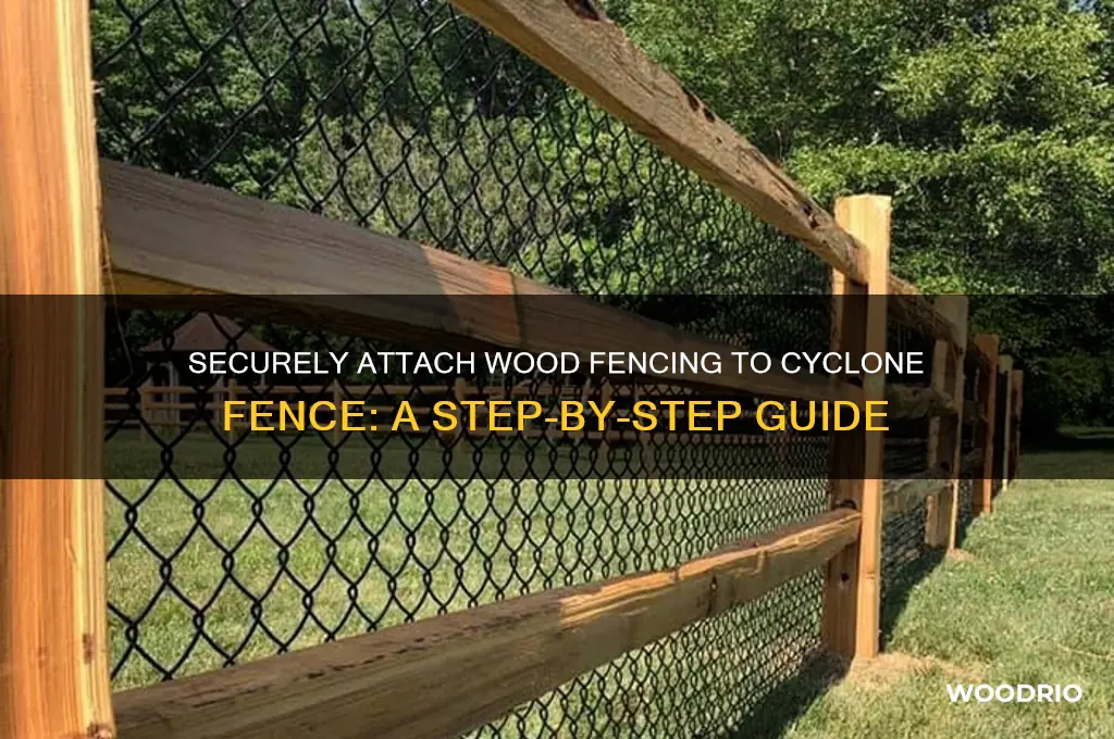 how to attach wood fencing to cyclone fence